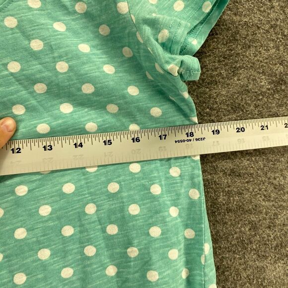 Garnet Hill T-Shirt Women XS Blue Polka Dot Short Sleeve Round Neck Cotton - Picture 7 of 9